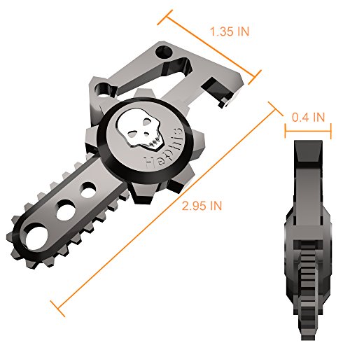 Hephis Chainsaw Skull Car Keychain with Dual Rings for Men,Women,Bottle Opener(Gun Black)