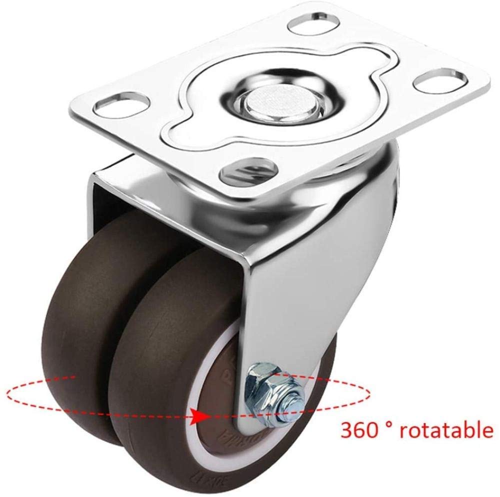 1.5 / 2in Meuble Roue de Roulette en Caoutchouc roulettes pivotantes Roulette de Transport Industrielle-avec Frein Double Conception de Roue Ensemble de 4-2in50mm_2_No_Brake + 2_Br