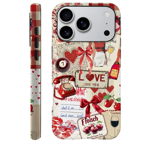 Coque F5XJ Pro idée cadeau anniversaire fille motif collage cœur rouge