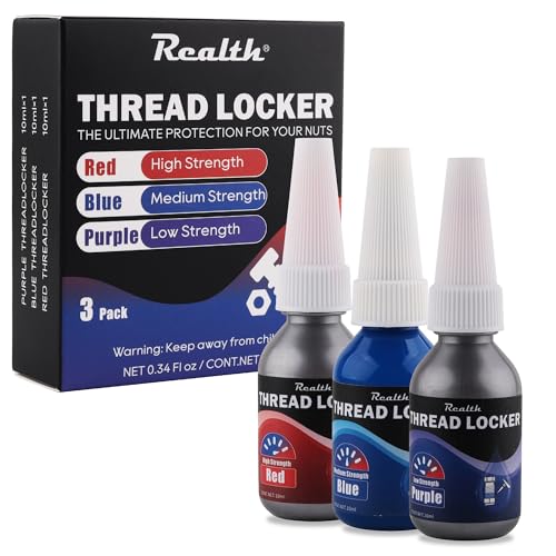 Red Purple and Blue Lock Tight Threadlocker 10ml-3Pack, Low, Medium and High Strength Locktight...