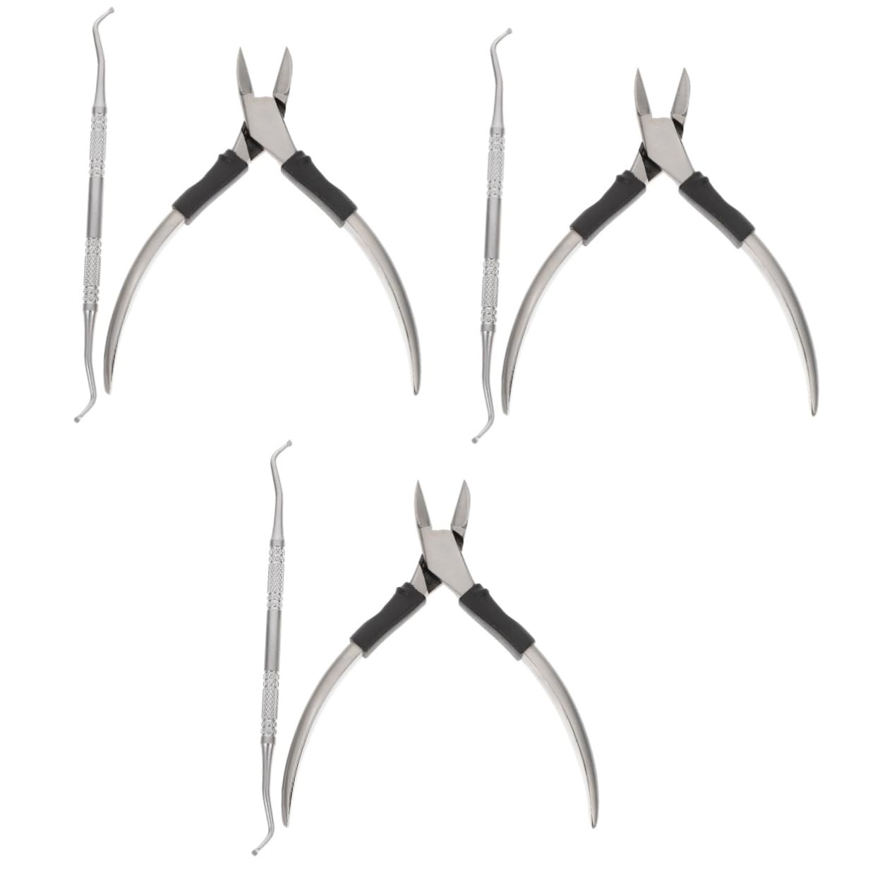 Healeved 3sets Forbici Per Unghie Acciaio Inossidabile e Silicone Tronchesi Per Cuticole e Unghie Spesse Strumenti Per Manicure e Pedicure Design Ergonomico e Affilato e Incarnite