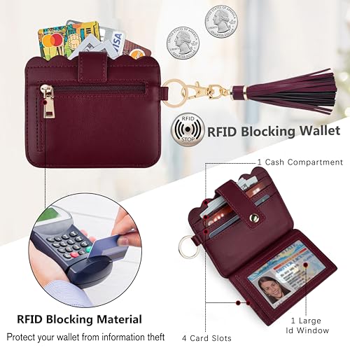 Image of Wristlet Wallet for Women with Keychain - RFID Card Holder Small Wallet Wristlet with Key Ring