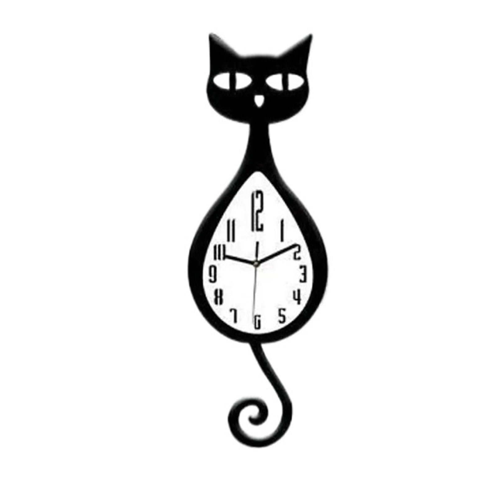 LUYSGBXR Cat Clock Cat Shaped Wall Clock Creative Versatile Mute Household Decor Lovely Hanging For Living Room Kitchen Office