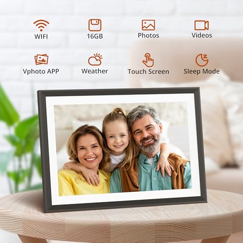 Image of Dragon Touch 10.1'' WiFi Digital Picture Frame with Dual Swappable Snap Frames - 1280x800 HD IPS Touch Screen, Auto-Rotate, Instantly Share Photos /Videos via Free App, Gift for Birthday, Wedding, Mom
