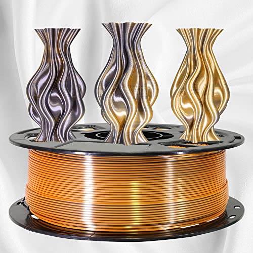 Image of MIKA3D Dual Color 3D Silk Black Orange PLA Coextrusion 3D Printer Filament, 1.75mm 2 Colors in 1 Printing Multi Colored Silk PLA, Widely Fit for 3D Printer, 2.2lbs /1kg Bicolor 2 Colors in 1 Silk PLA