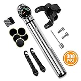 BONUS-FAHRRADPUMPENZUBEHÖR - Zusammen mit der Mini-Fahrradpumpe und der Halterung erhalten Sie auch ein Fahrradreparaturset: 2 Reifenheber und 1 Schlauchreparaturset. Das Pumpenset enthält auch eine Ballnadel, mit der Sie Ihre Sportbälle wie Basketball, Fußball usw. Aufpumpen können