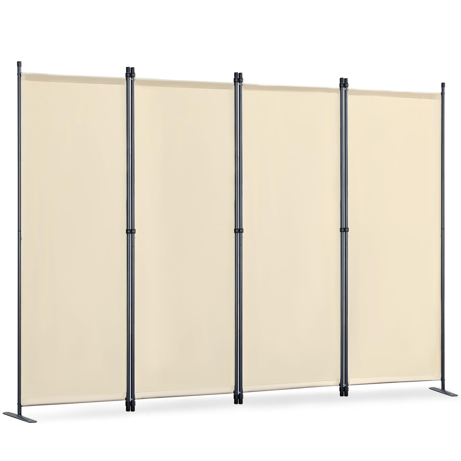 Biombo Separador de 4 Paneles, Decoración Elegante, Separador de Ambientes Plegable, Divisor de Habitaciones, 224X162 cm Beige