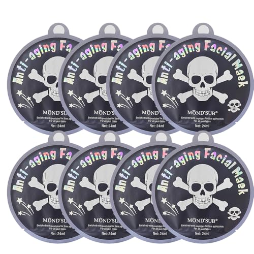 MONDSUB Skull face mask Hydrating and Soothing Facial Mask Enriched with Peptides Firm aging skin 8 packs-Spa Beauty Masks