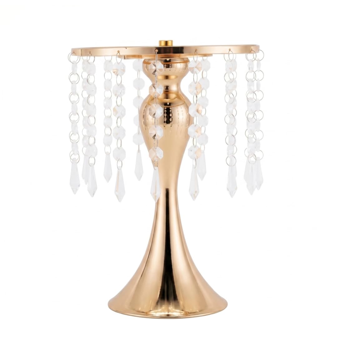 Centres table dorés avec perles cristal pour support fleurs mariage