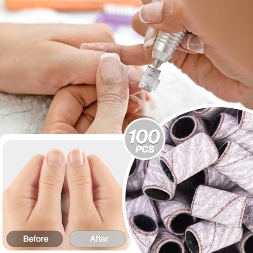Image of MelodySusie 100 Pcs Nail Drill Bits Sanding Bands for Nail Drill 240 Extreme Fine Grit Nail File Sanding Bands for Acrylic Nails Gel Manicures and Pedicure