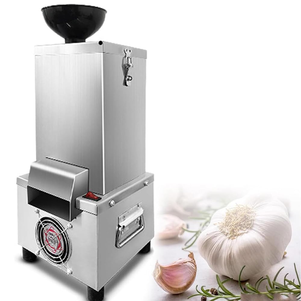 Adtzpc Garlic Separator Machine, 200W Electric Stainless Steel Garlic Peeling Machine with Hopper, Output Efficiency 20-35KG/H, Automatic Garlic Peel Remover for Restaurant Kitchen Canteen