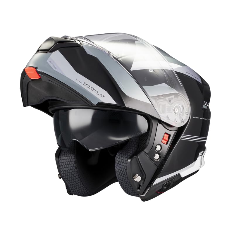 MT Helmets Genesis SV – Casco Moto Modular con Visor Solar Retráctil, Calota HIRP, Pantalla Antivaho y Preparado para Intercomunicador | Homologado ECE 22.06 & DOT