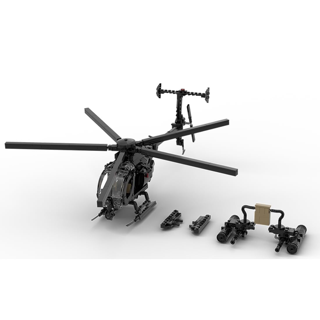 Set di mattoncini da costruzione per elicottero, modello MH-6 Little Bird, modellino di elicottero dell'esercito militare, giocattolo per gli appassionati militari e adulti, 595 pezzi