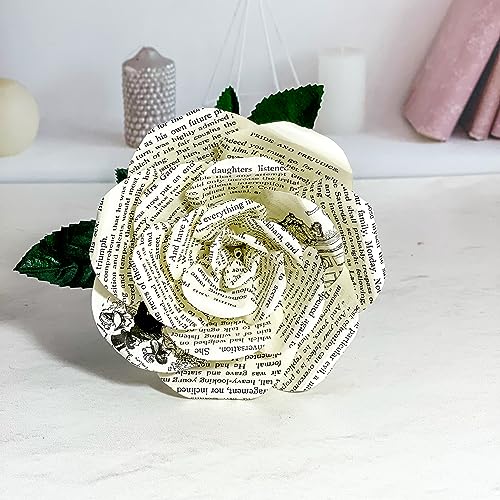 Literary Blooms Handmade Pride and Prejudice Paper Flowers, Paper Roses made from Book Pages, Jane Austen Lovers Gift for Anniversaries, Birthdays, Graduations, Weddings- 5 Inch Medium