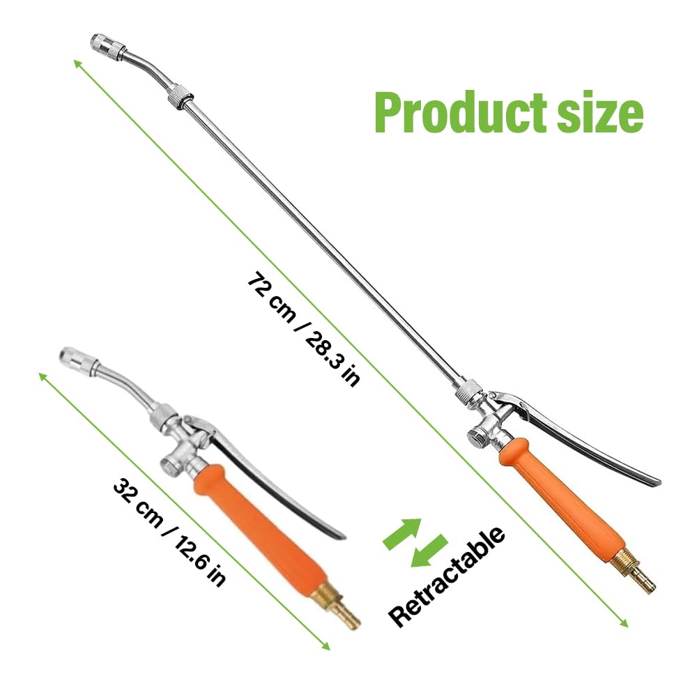Sprühstab-Ersatz,72cm Verstellbarer Ersatz-Universal-Sprühstab mit 3 Düsentypen,Garten Gießstab Metall,mit Universeller Messingersatz 3/8" und 1/4",für die Wasserwäsche im Haus,Garten,Auto