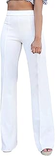 2025 - Pantalones de trabajo casuales para mujer de color sólido elástico cintura alta pantalones rectos para mujer 711