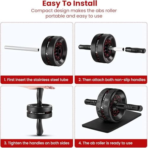 Ab Roller Exercise Wheel, Ultra-Wide Exercise Wheels with Extra Thick Knee Mat for Home Gym Fitness, Abs Workout Equipment for Abdominal and Core Strength Training for Men and Women - Image 3