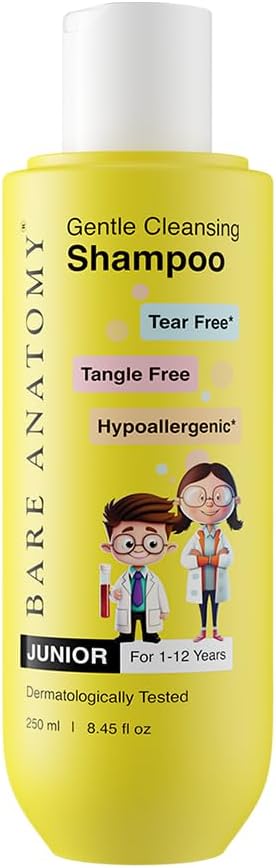 Junior Gentle Cleansing Shampoo For Kids from 1-12 Years | Tear-Free & Hypoallergenic pH 5.5 | Coconut Milk Protein, Almond Oil, Vitamin E & Strawberry | SLS & Paraben Free | Vegan -250ml