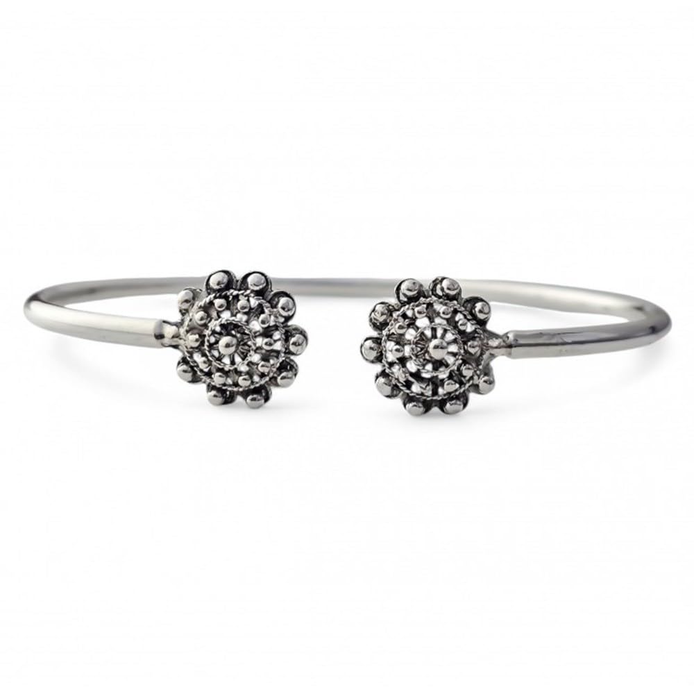 Bracciale rigido da donna in argento sterling 925 con motivi charro.
