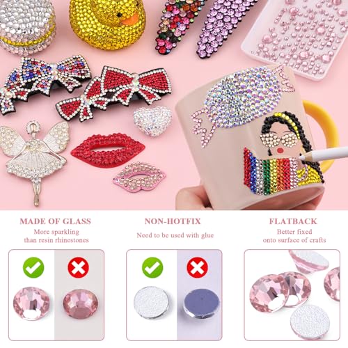 Image of 2000PCS SS16 /4mm Crystal Glass Rhinestones for Bedazzling (Light Pink) | Flatback Rhinestones for Crafting DIY Nail Art Makeup Decoration, Gems Diomand Charms for Tumbler Shoes Clothing Mug
