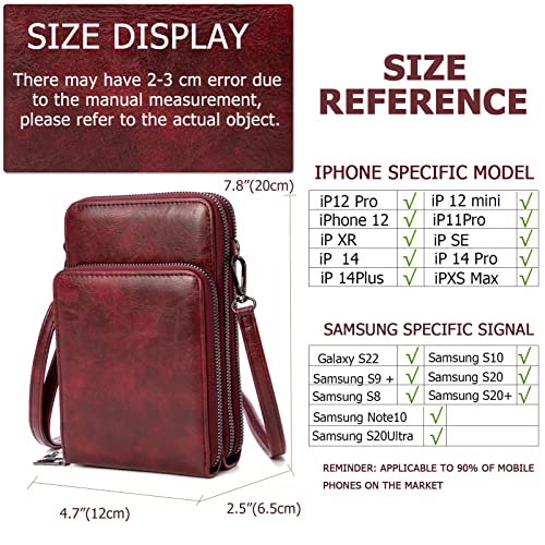 Image of myfriday Small Cell Phone Crossbody Bag, Multi-pocket & 6 Card Slots | 6 card slots, multi-pocket zipper layout and soft synthetic leather keep phone, lipstick, coins and keys ready outdoors