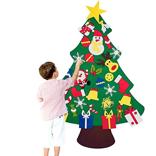 Chensensor Albero di Natale in Feltro 3.28ft della Decorazione per Albero di Natale Ornamenti di Natale con 30PCS Accessori Decorazione della Parete del Portello dei Bambini dei Bambini