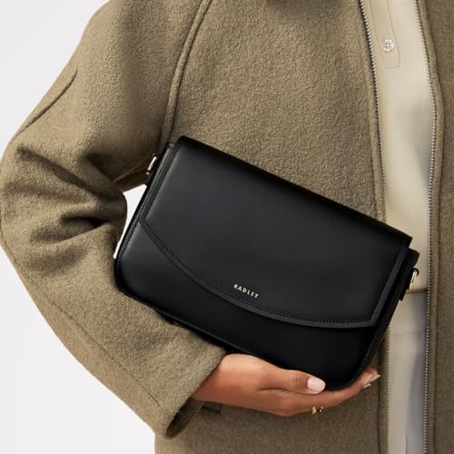 Image of RADLEY London River Road Women's Small Leather Flapover Crossbody Bag, Black