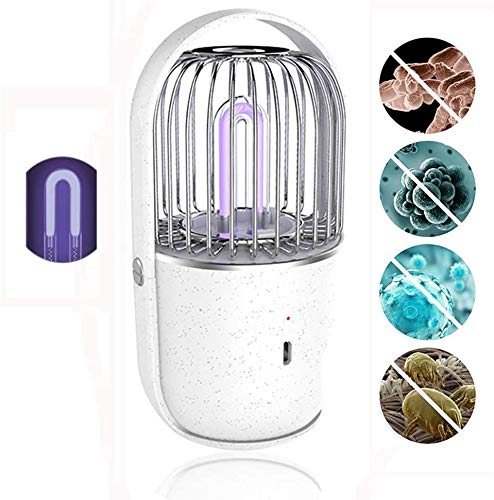 Preisvergleich Produktbild VBARV Tragbare Mini-UV-Desinfektionslampe, USB-Luftdesinfektionsreiniger hilft bei der Desinfektion, geeignet für Zuhause, Kleiderschrank, Haustier, Reisen, Gepäck, Hotel, Babyprodukte (weiß)