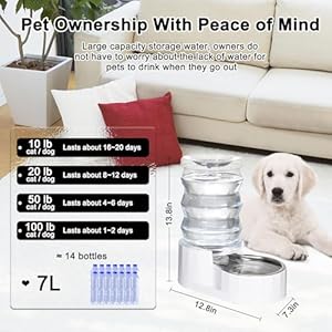 Rizzari automatic 7l pet waterergravity stainless steel water dispenser 100 bpa free large capacity water feeder for cats and medium and large sized dogs white7l  urban country home decor