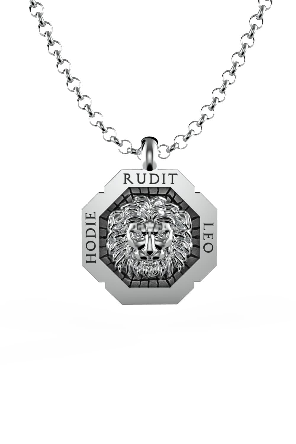 Ciondolo Uomo Argento 925 Personalizzato Artigianale Leone Scultura Incisione Latina Hodie Rudit Leo