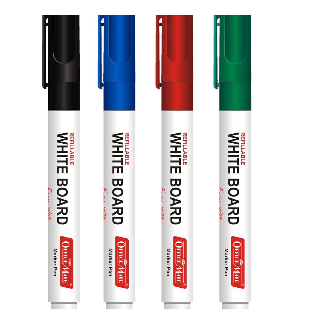Soni Officemate Whiteboard Markers | Pack of 10 (Mix)| Black, Blue, Red & Green | 4.43 mm Bullet Tip | Non-Toxic | Smooth Writing | Easy Wipe — Amazon image 9