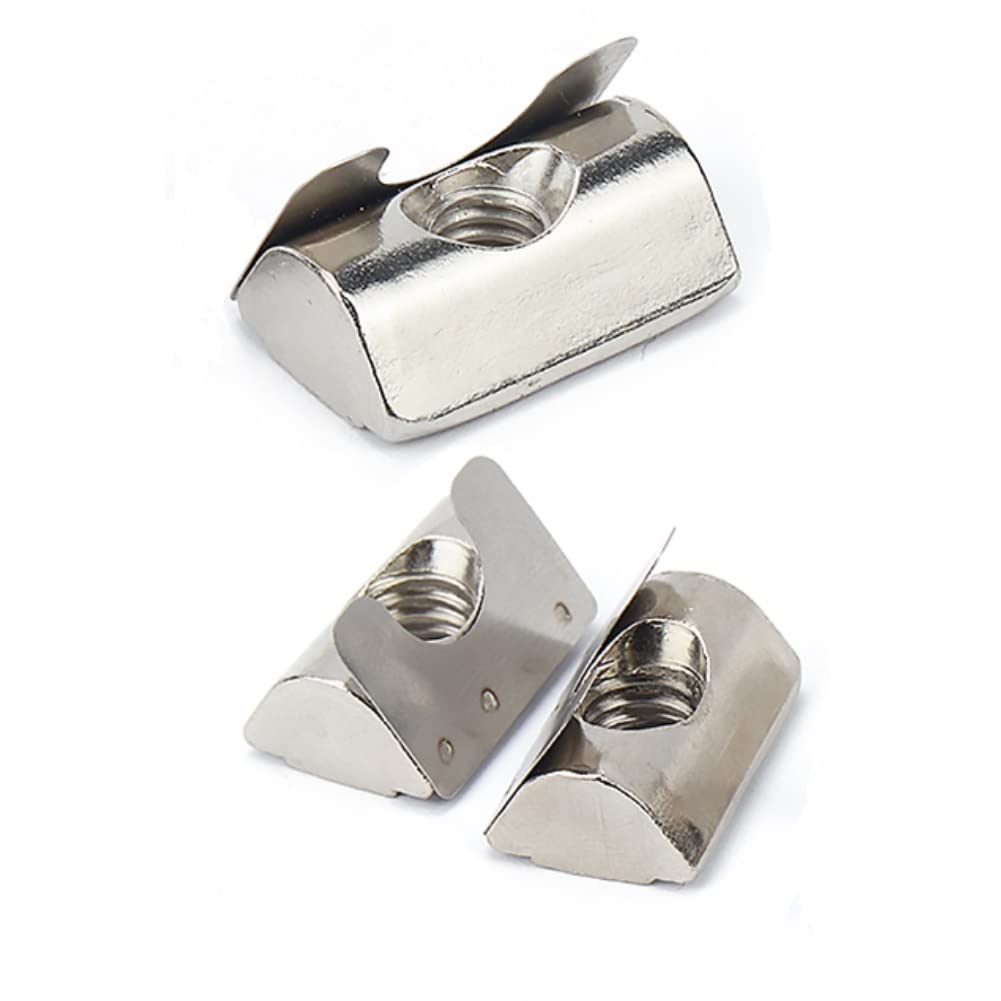 Gleufmoeren M6 met centrering kogelmoer 8 T-groefbouten, set 40-serie, M6, aluminium profiel, 40 x 40 koolstofstaal, glijmoer met veerkogel, voor aluminium C- profiel, 3D-printer, CNC, Europese norm