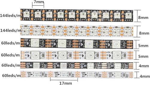 Tira de LED WS2812B RGB 1m 2m 5m 4mm 3535 SMD 60 LEDs/m miniatura 2