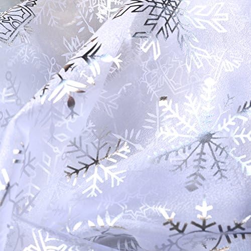 Silver Snowflake Print Ice White 100% Polyester Organza Fabric 60 Inch Wide By The Yar