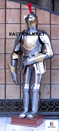 Spanish Suit of Armor Medieval Knight 16th Century Etched Full Body Armour Silver