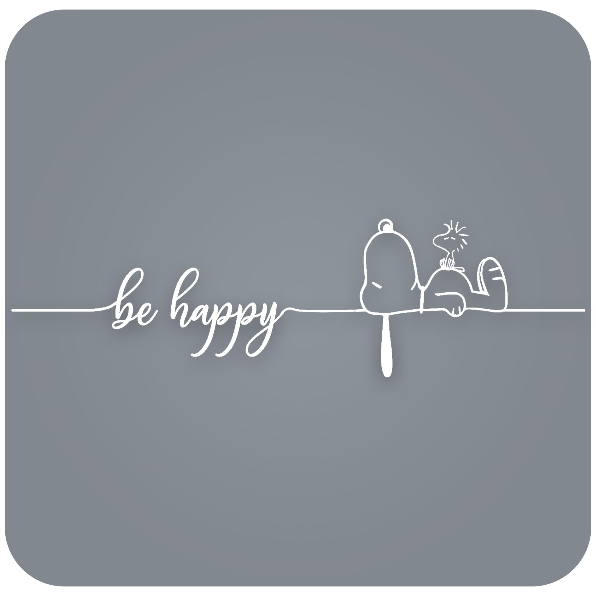 Autosticker Snoopy Be Happy 2-teilig - lustige Autoaufkleber fürs Auto Tuning, Weiß, 24 x 16 cm, für Heckscheibe alle Oberflächen, waschanlagenfest, Woodstock, Peanuts, mit Anleitung, tradercat