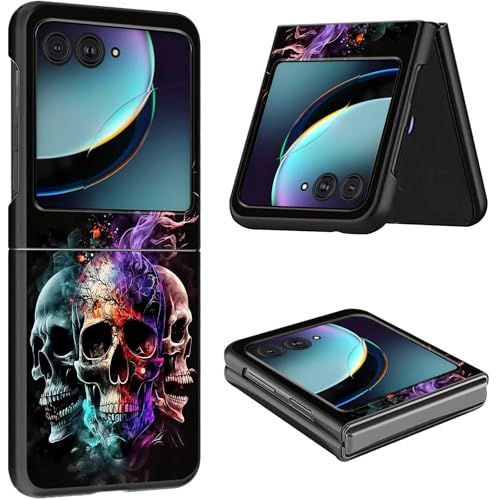 for Motorola Razr 2024 Case Slim Lightweight Hard PC Shook Proof Protective Phone Case Cover for Motorola Moto Razr 2024 5G/Razr 50 6.9 inch - Fire ice Skull