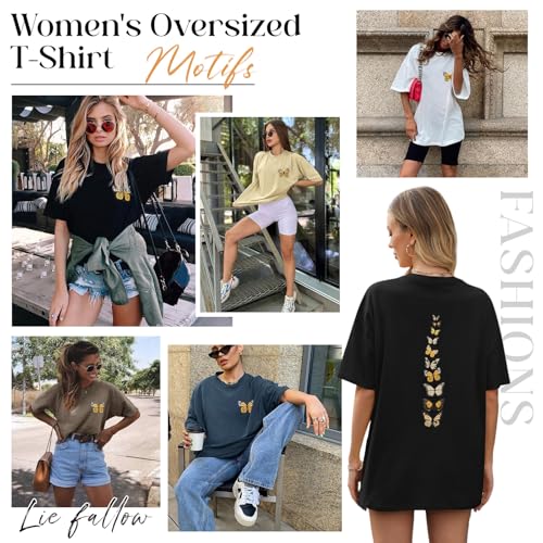 heekpek Camisetas Manga Corta Mujer Tallas Grandes Blusas Algodon Tshirt Oversize Camisetas Basicas Verano Cuello Redondo Holgado Playeras, Negro, S