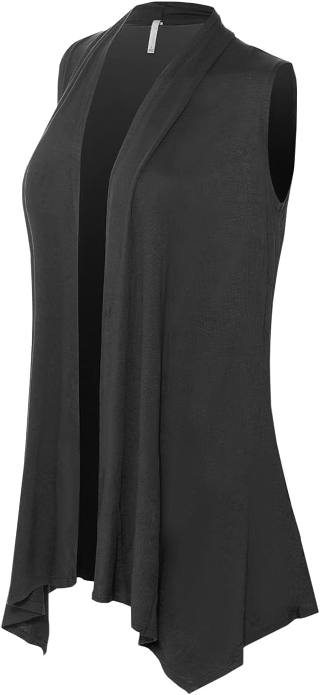 Design by Olivia Women's Sleeveless Open Front Draped Cardigan Vest Lightweight Cool Coat - Image 2