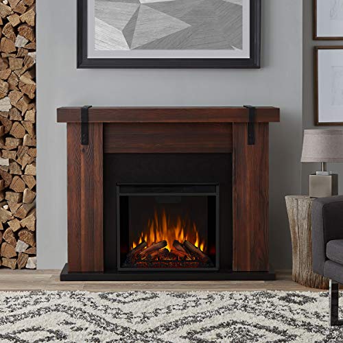 Real Flame Aspen Electric Fireplace, 48.5” L X 13.5” W X 38.19” H, Chestnut Barn Wood #TOP21