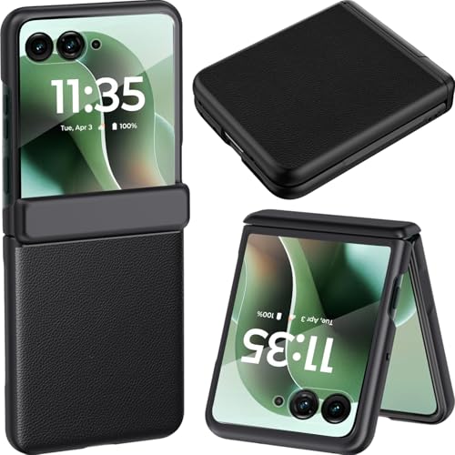 Coque Moto Razr 2025 anti-chute en cuir noir : protégez l'écran et la charnière fragile
