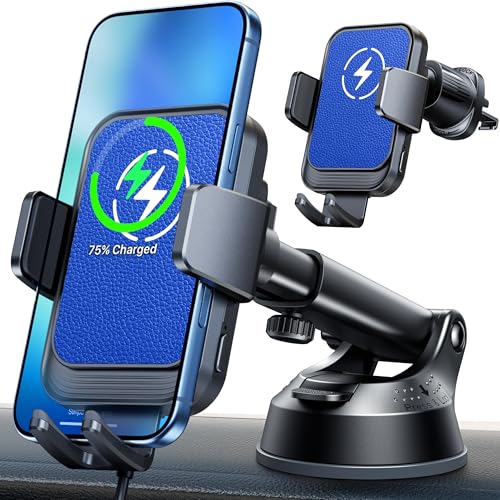 HTU Wireless Car Charger, 15W Fast Charging Auto Clamping Car