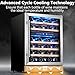 Kalamera 24 inch Wine Cooler, 46 Bottle - Dual Zone Built-in or Freestanding Fridge with Stainless Steel Reversible Glass Door, for Home, Kitchen, or Office.