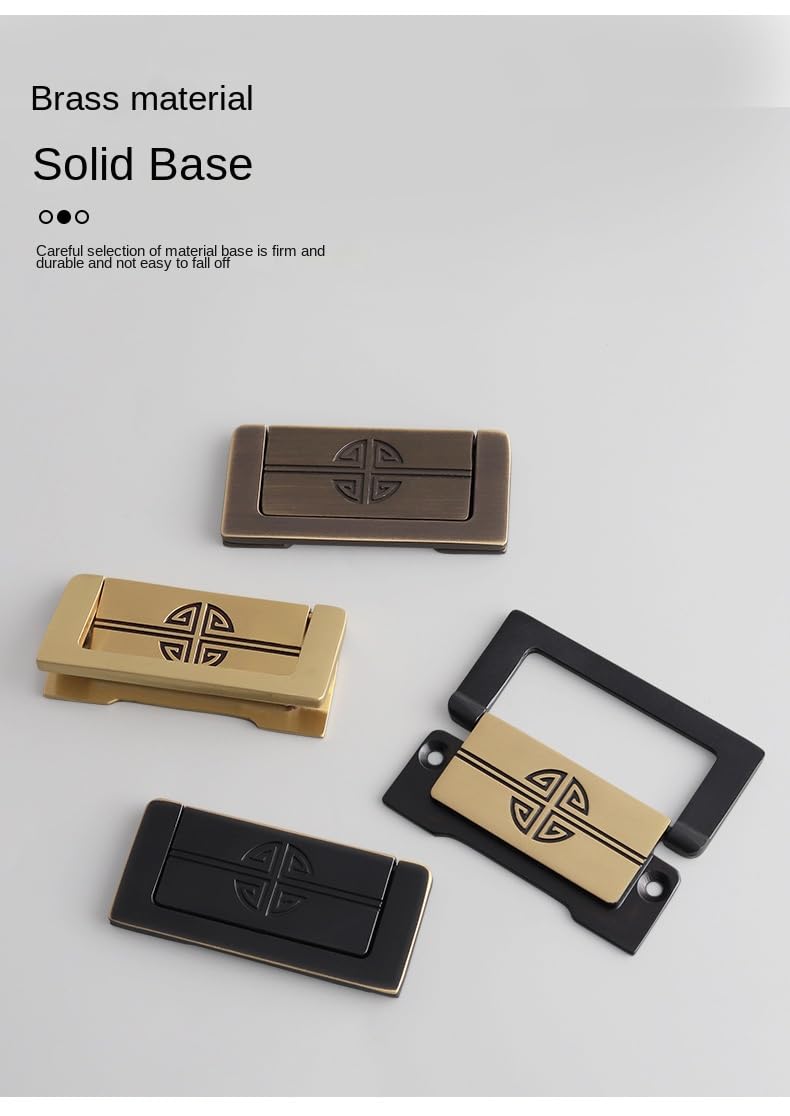 2Er-Pack Messing-Griffe Für Kleiderschrankschubladen Schiebetür-Tatami-Griffe Unsichtbare Verdeckte Installation Freies Loch Flacher Griff Lochabstand 64 Mm Schwarz Glänzend