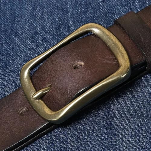 Men's 3.8Cm Genuine Leather Belt Fashion Brass Buckle Belts Luxury Jeans Belts3