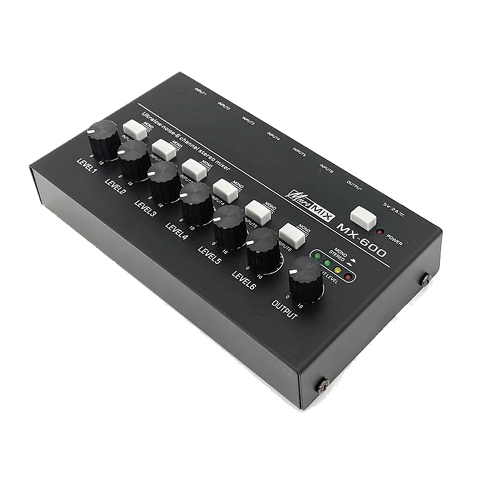 DHYAWUER MX600 Ultra Low-Noise 6-Channel Line Mixer Stereo/Single Track Switch Microphone Preamplifier Sound Mixer - Image 2