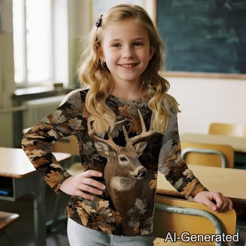 Image of Renewold Boys Girls Tees Kids T-Shirt Long Sleeve Crewneck T Shirts Casual Athletic Tops Clothing for Home School Travel
