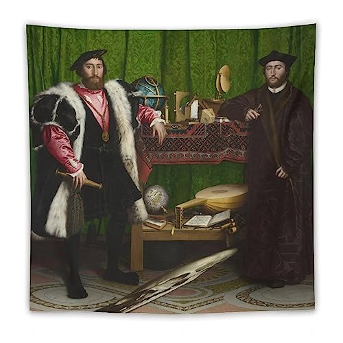 Hans Holbein The Ambassadors World Famous Painting Tapestry Gifts Polyester