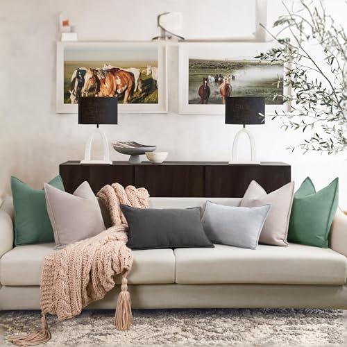 ZWJD Dusty Green Pillow Covers 12x20 Set of 2 Chenille Throw Pillow Covers with Elegant Design Soft and Luxurious Decorative Throw Pillows for Couch, Bed, and Home Decor
