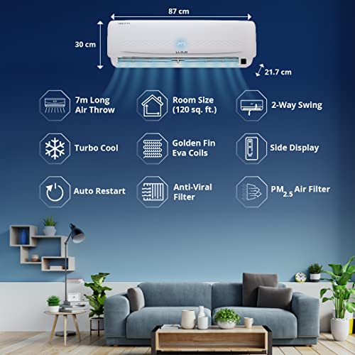 Image of Lloyd 1.0 Ton 2 Star Fixed Speed Split AC (Copper, Anti-Viral + PM 2.5 Filter, White, GLS12C2XWASD)